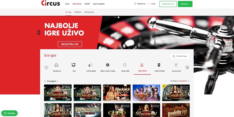 Circusbet casino igre uživo